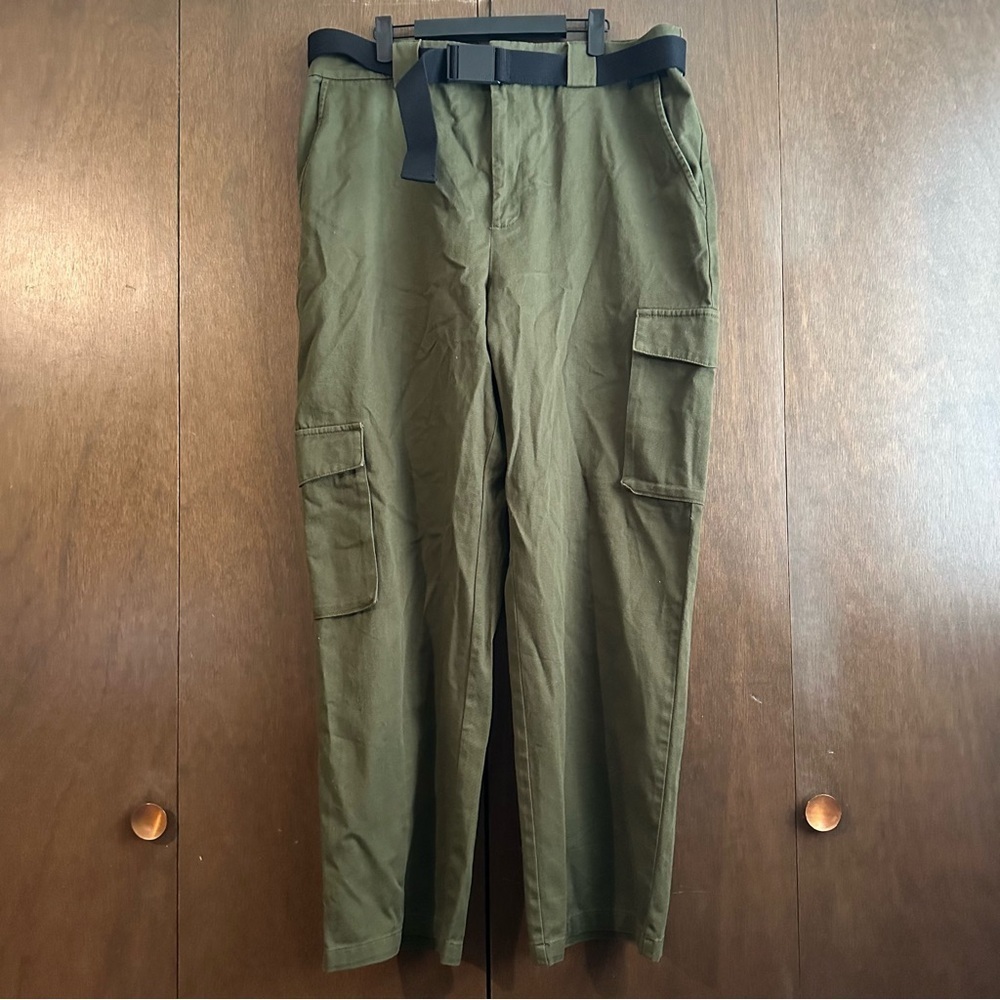 Aritzia TNA Fatigue Olive Green High Rise Cargo Pant Black Belted Size 2XL NWT - Picture 6 of 16